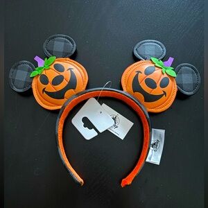 NWT RARE Disney Parks Mickey Mouse Jack O Lantern Pumpkin Ear Halloween Headband